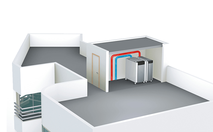 Tetto di un edificio multipiano su cui è installata la TRIGON XL