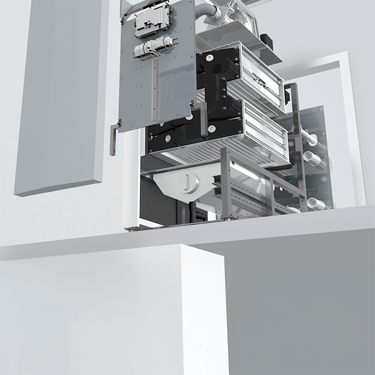 Vista esplosa della TRIGON XL che mostra la scomposizione in singoli componenti per un montaggio rapido