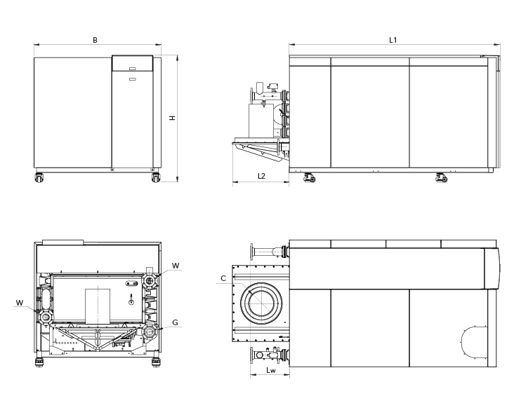 Disegno tecnico con dimensioni della TRIGON XXL 1'200-2'000