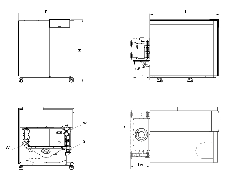 Disegno tecnico con dimensioni della TRIGON XXL 700-1'100