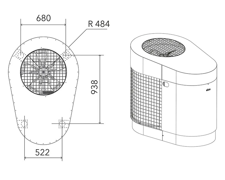 Dimensioni AEROTOP SG – vista dall'alto
