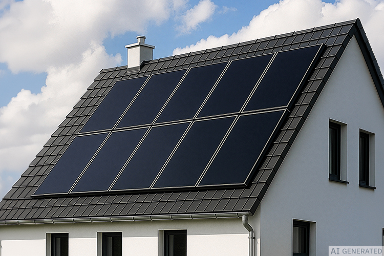 Panneaux photovoltaïques sur le toit d’une maison moderne pour produire de l’électricité solaire.